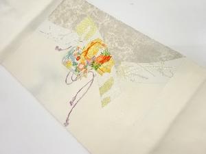 短冊に貝桶模様織り出し名古屋帯